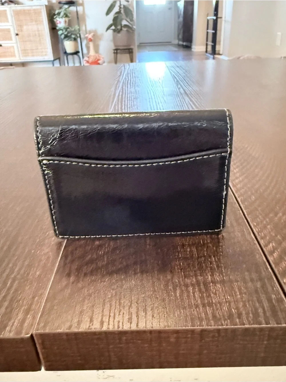 Coach Black Leather Card Holder with Cherry Charm